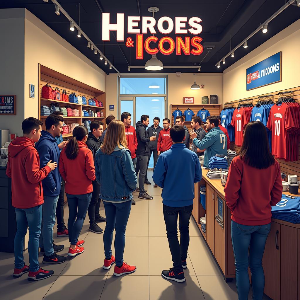 Heroes & Icons Store Interior with Fans Gathering