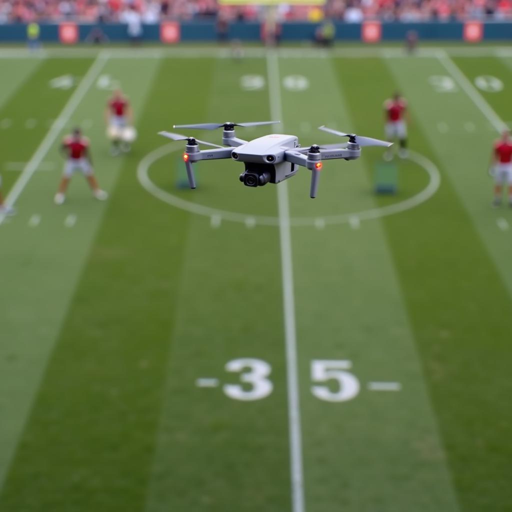 Hex drone capturing aerial view of football training session