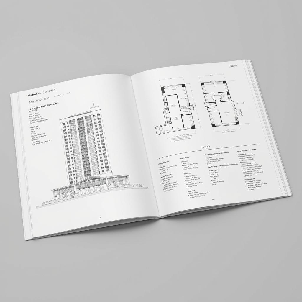 Highrise Catalog Interior Spread with Technical Drawings