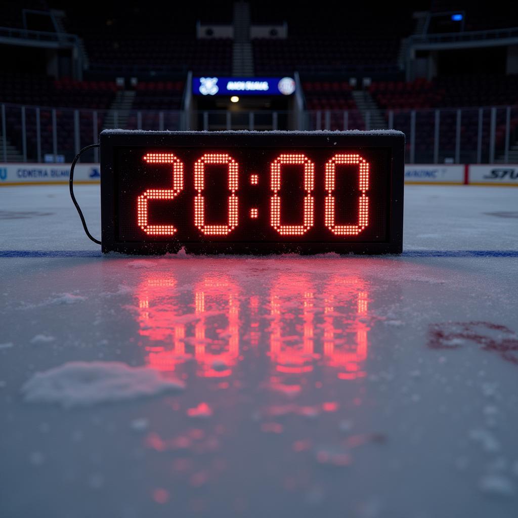 Hockey period clock showing 20:00