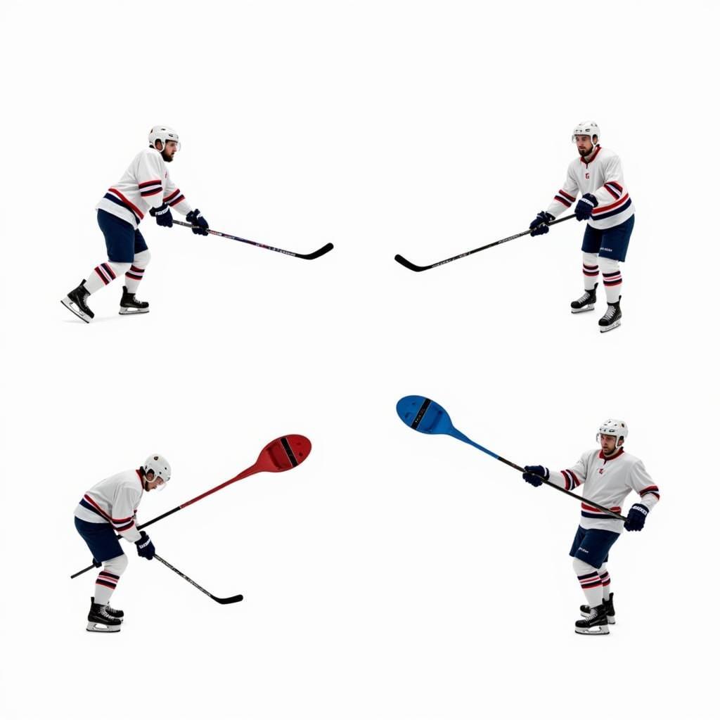 Hockey player performing various passing drills with a trainer