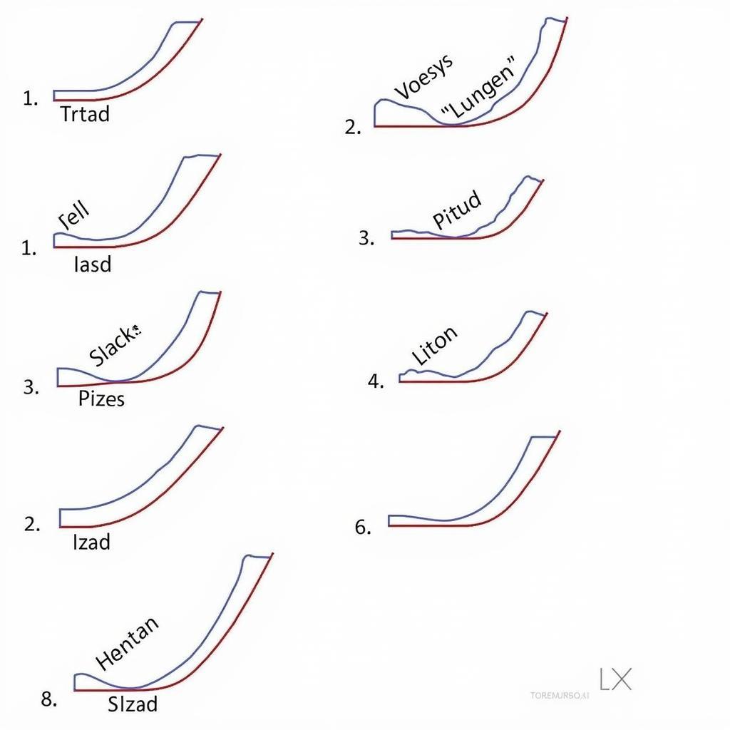 Different curve patterns on hockey sticks