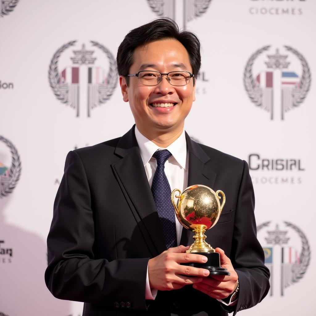 Hong Jeong receiving a prestigious individual award for his outstanding performances.