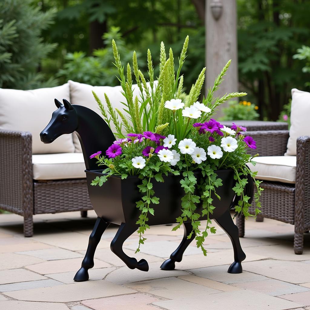 Elegant Horse Planter Box Display