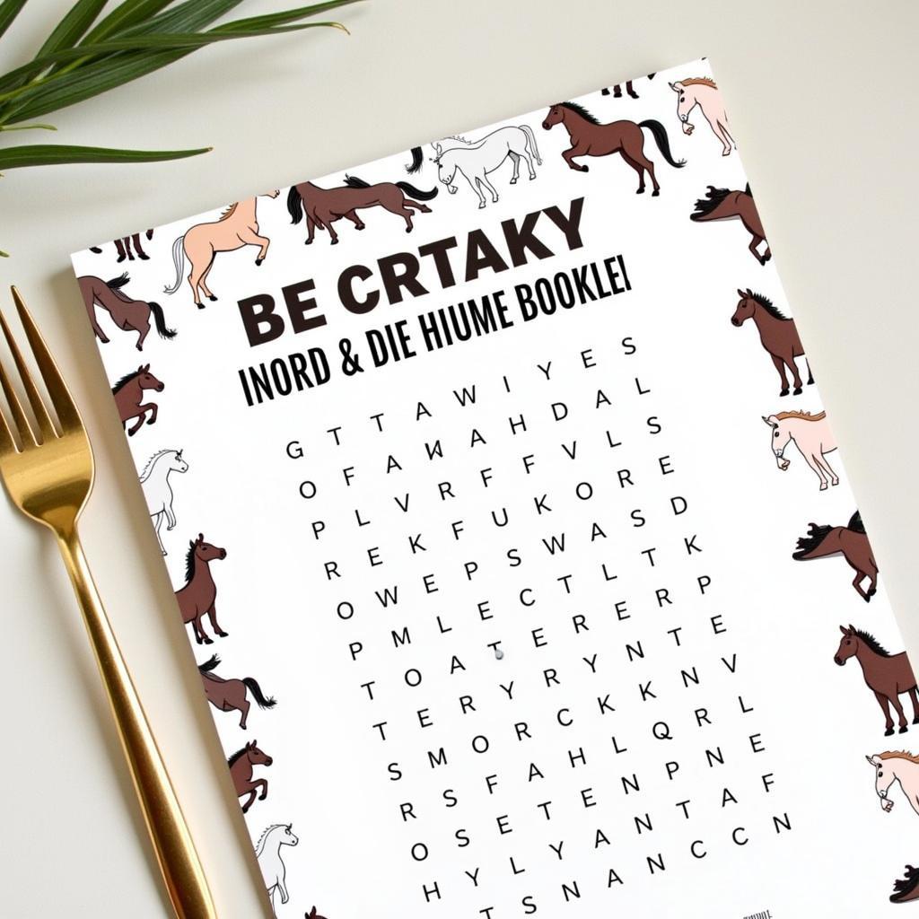 Horse-themed word search as a party favor