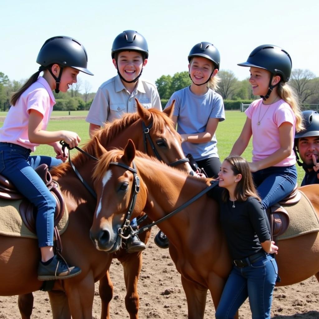 Kids playing horseback riding games