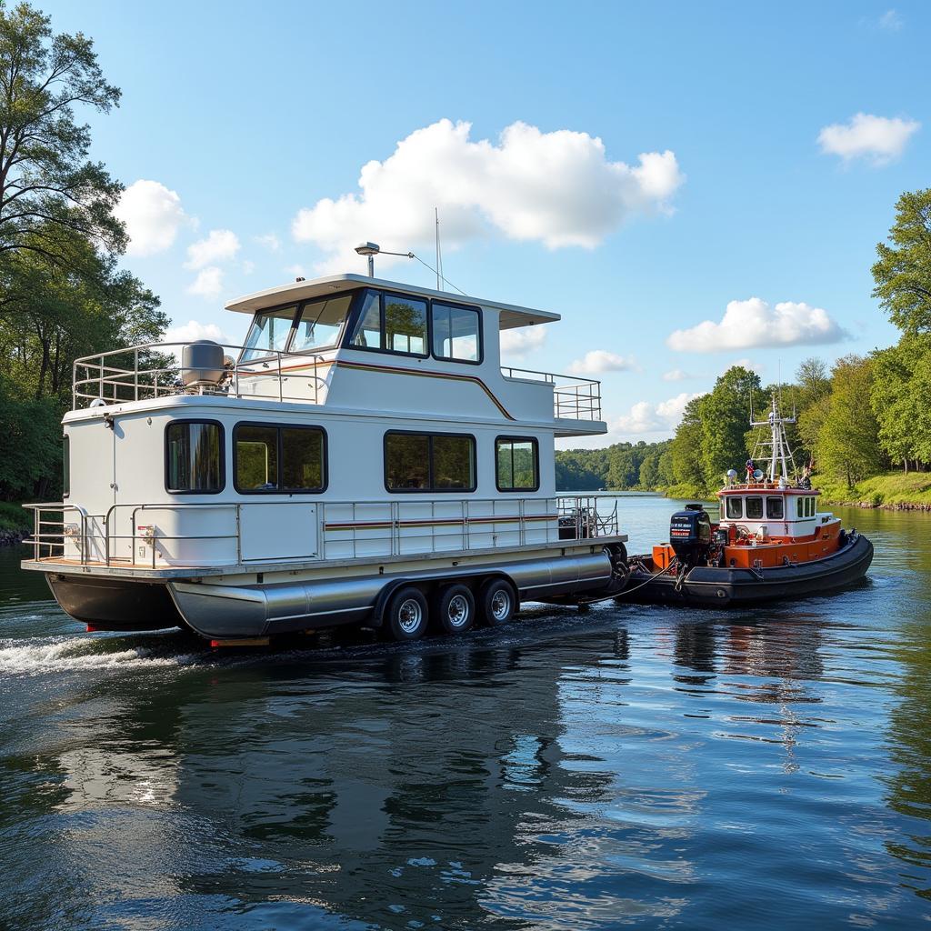 Houseboat Transport on Waterway