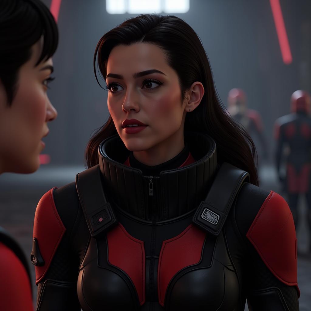 Iden Versio, the leader of Inferno Squad, in a scene from Star Wars Battlefront II.