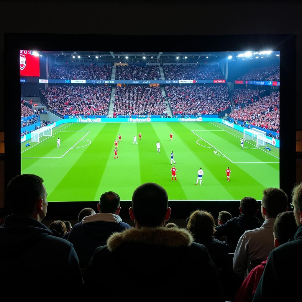 Yamal taking a free kick on the in stadium viewing screen