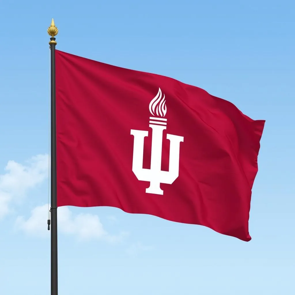 Indiana University flag waving proudly in the wind