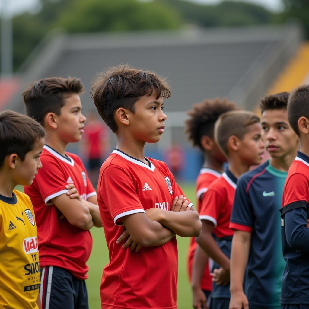 Young athletes watching Yamal play 