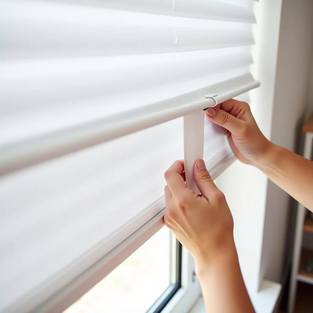 Installing snap-in blinds in bedroom