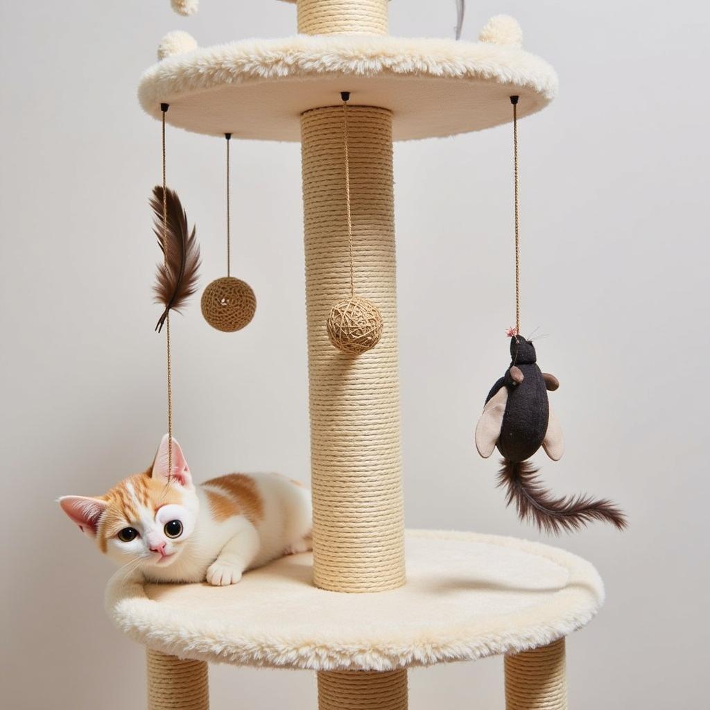 Interactive Cat Toys on a Cat Tree