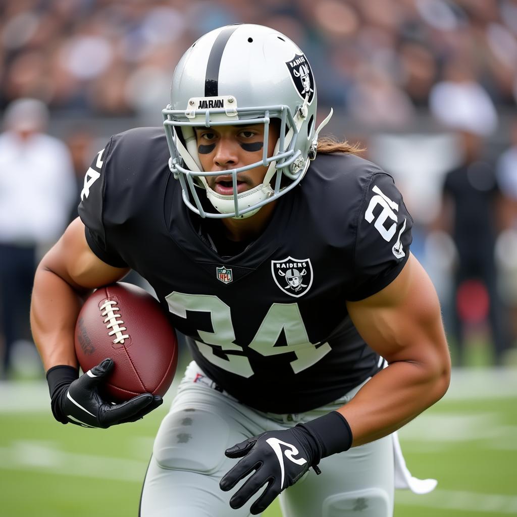 Jack Jones in his Raiders jersey during a game