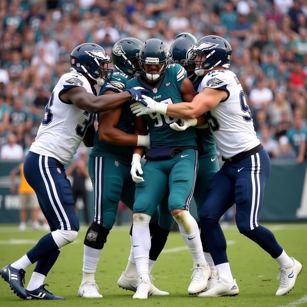 Jake Elliott celebrates a successful field goal with teammates