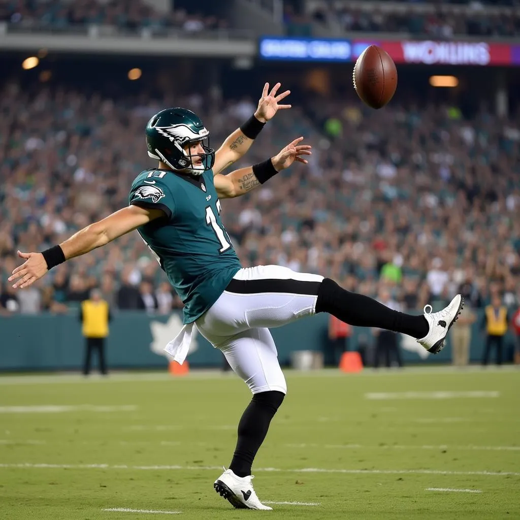 Jake Elliott Successfully Kicking a Field Goal