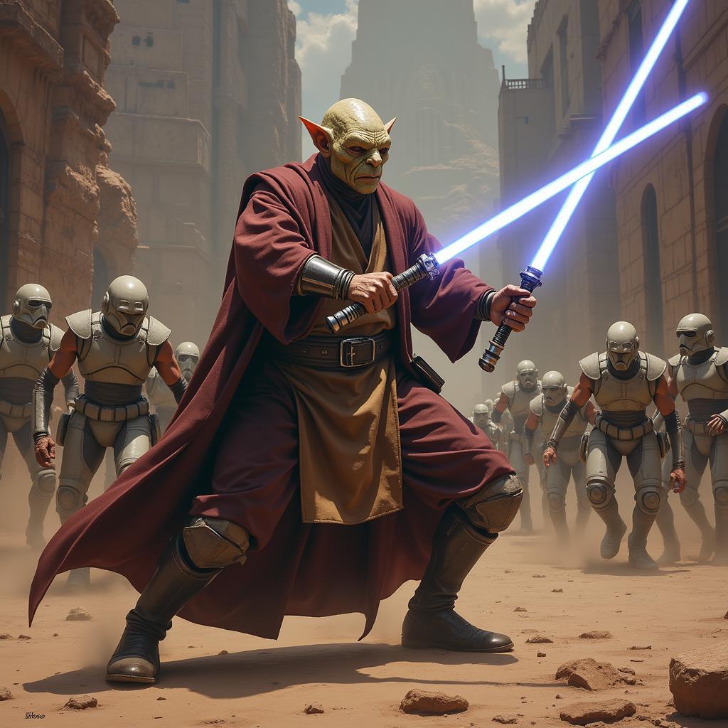 Jedi Master Pong Krell in Battle