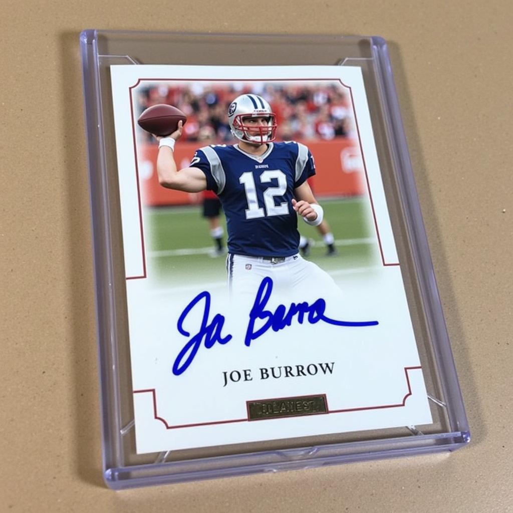 Joe Burrow Autographed Card in Display Case