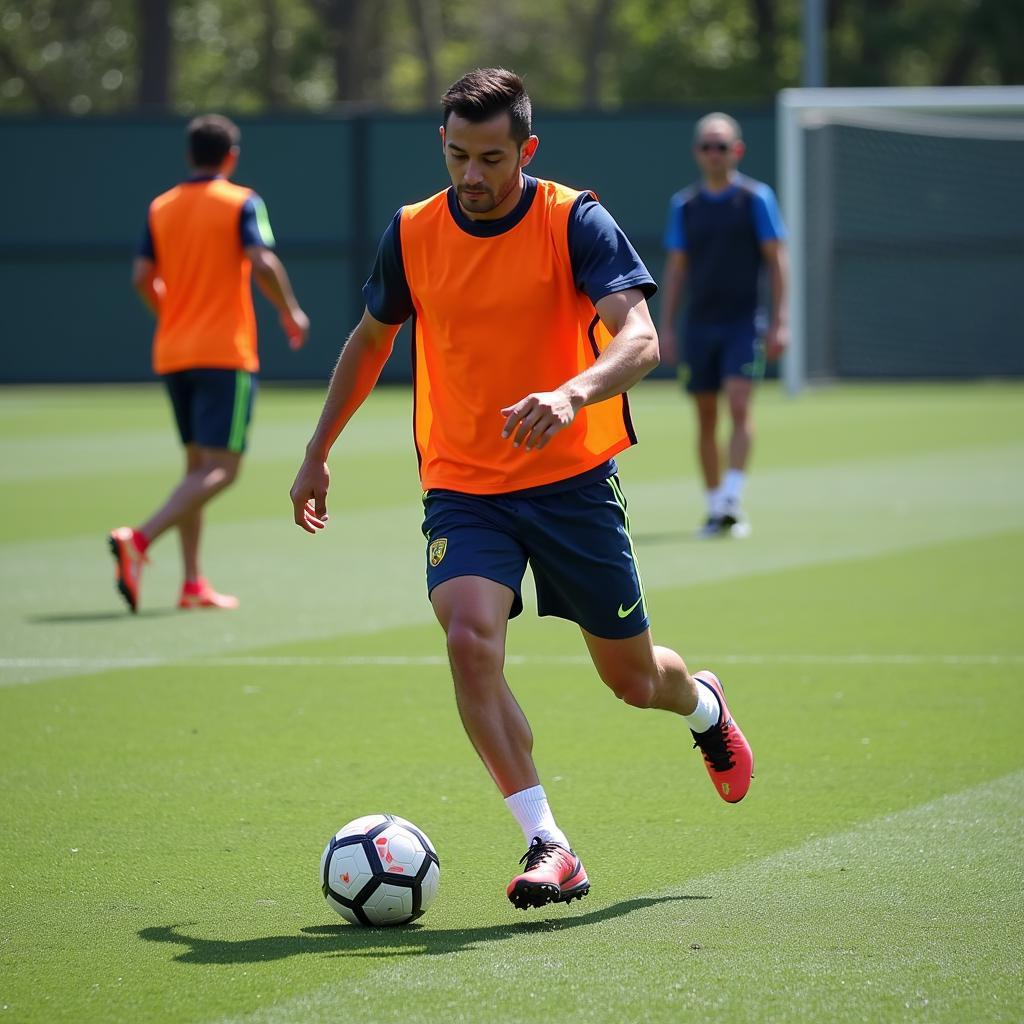 José Ángel displaying intense focus during a training drill