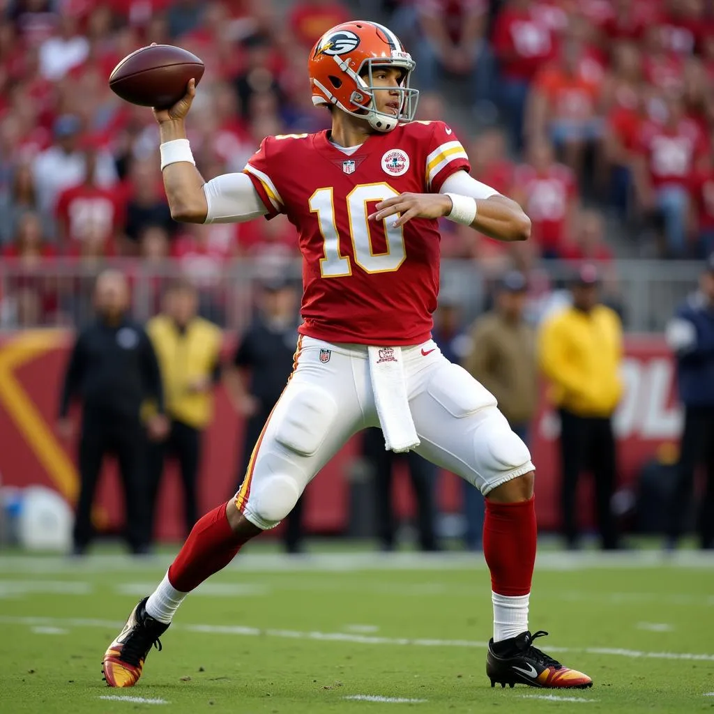 Josh Dobbs throwing a deep pass during a game