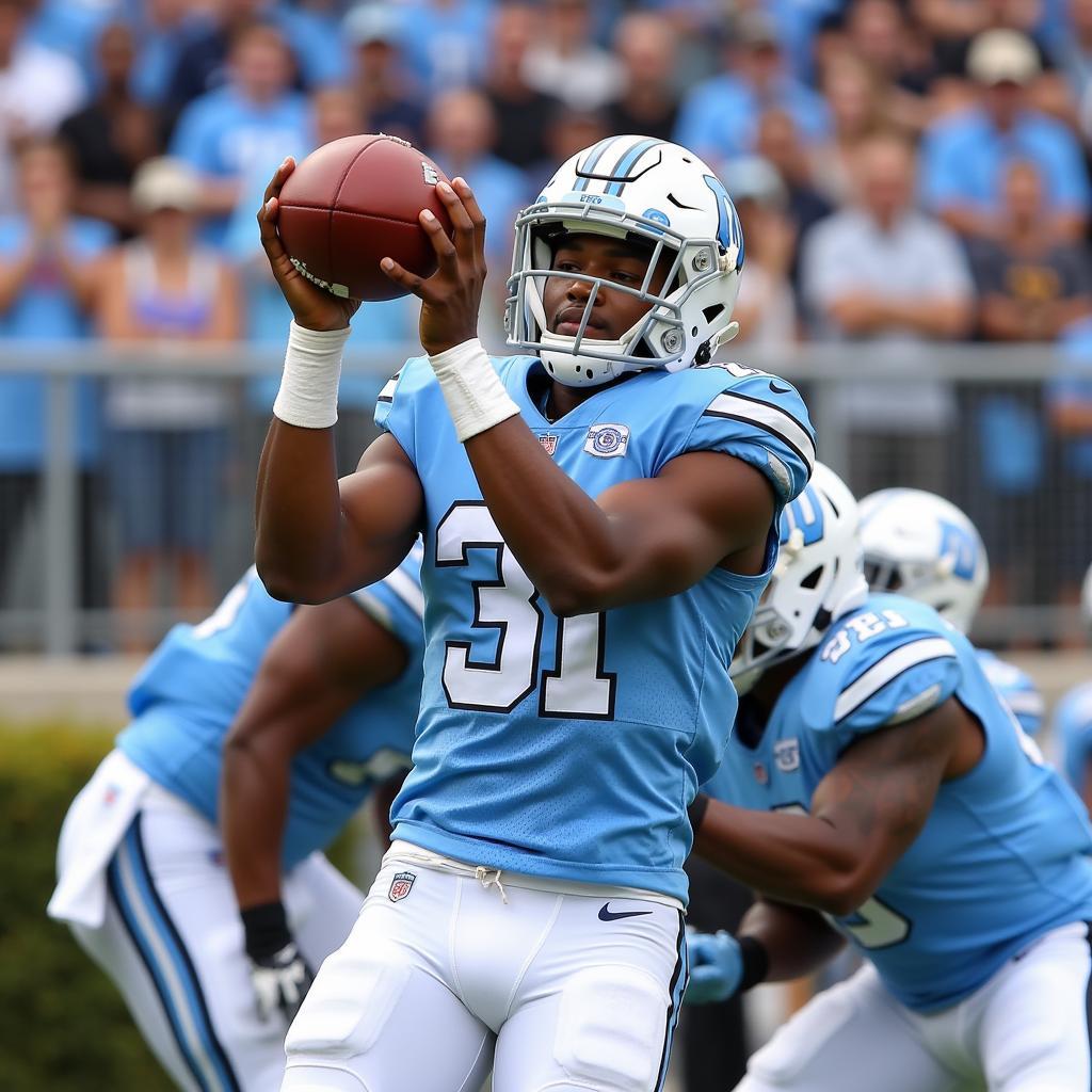 Josh Downs making a catch for the North Carolina Tar Heels