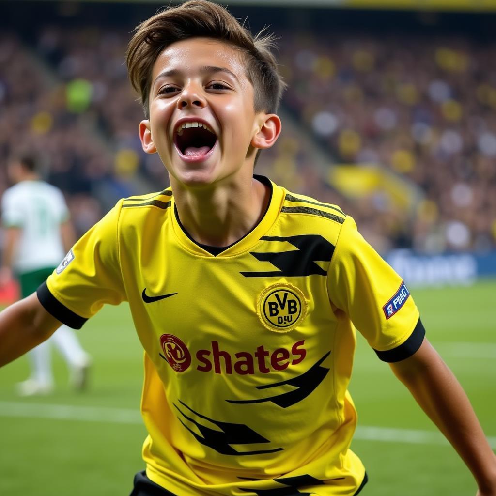 Jude Bellingham celebrates a goal for Borussia Dortmund