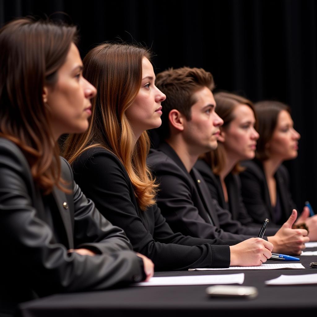 Judges observing waitstaff contestants