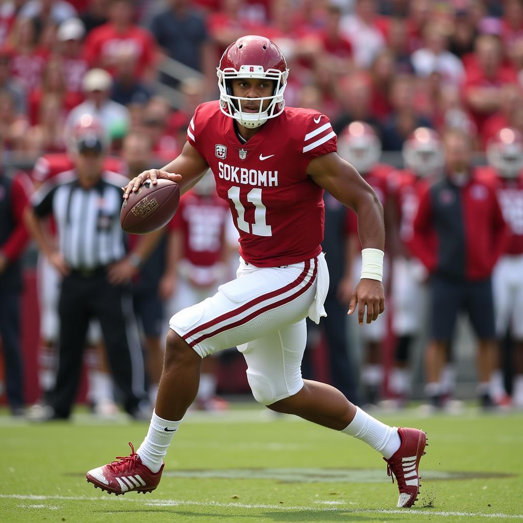 Kyler Murray in action during the record-breaking game against Texas Tech