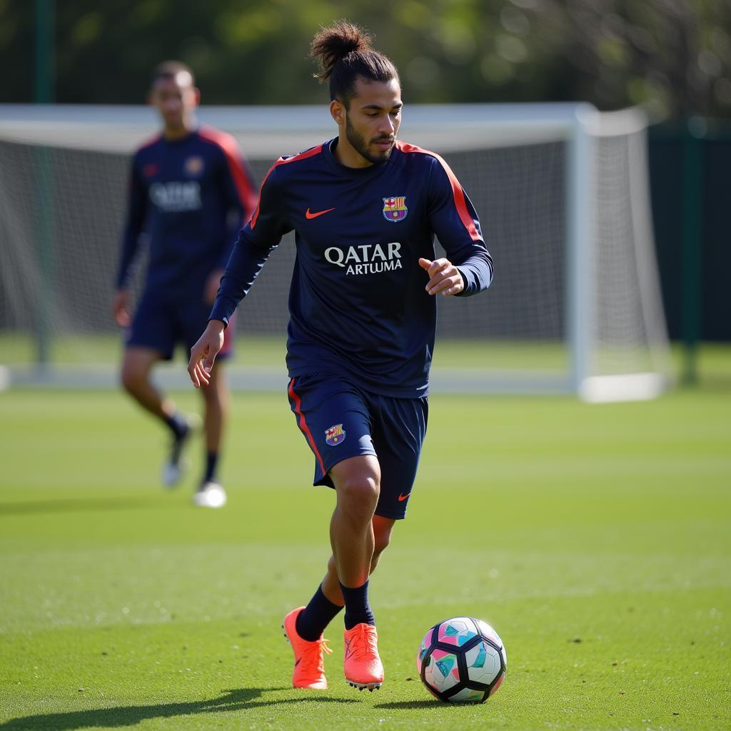 Yamal training at La Masia academy