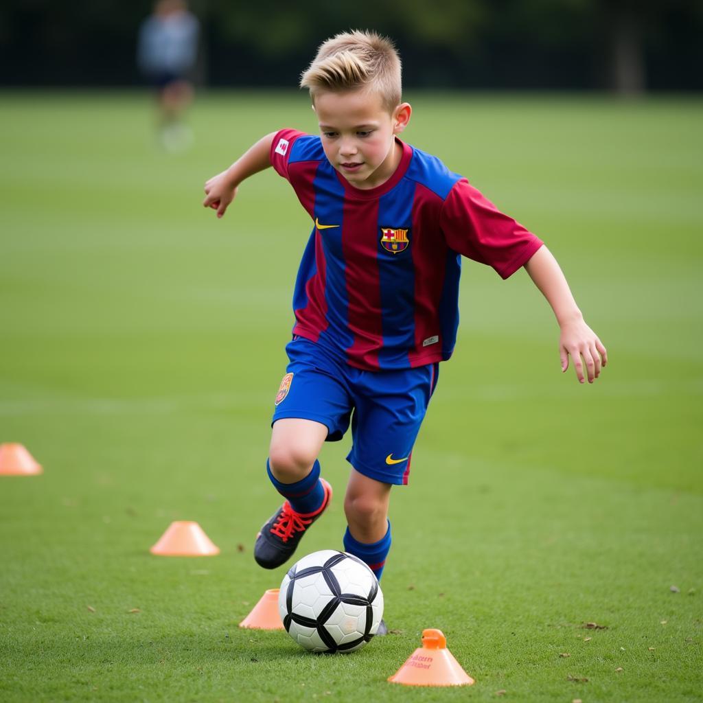 Yamal training at La Masia academy