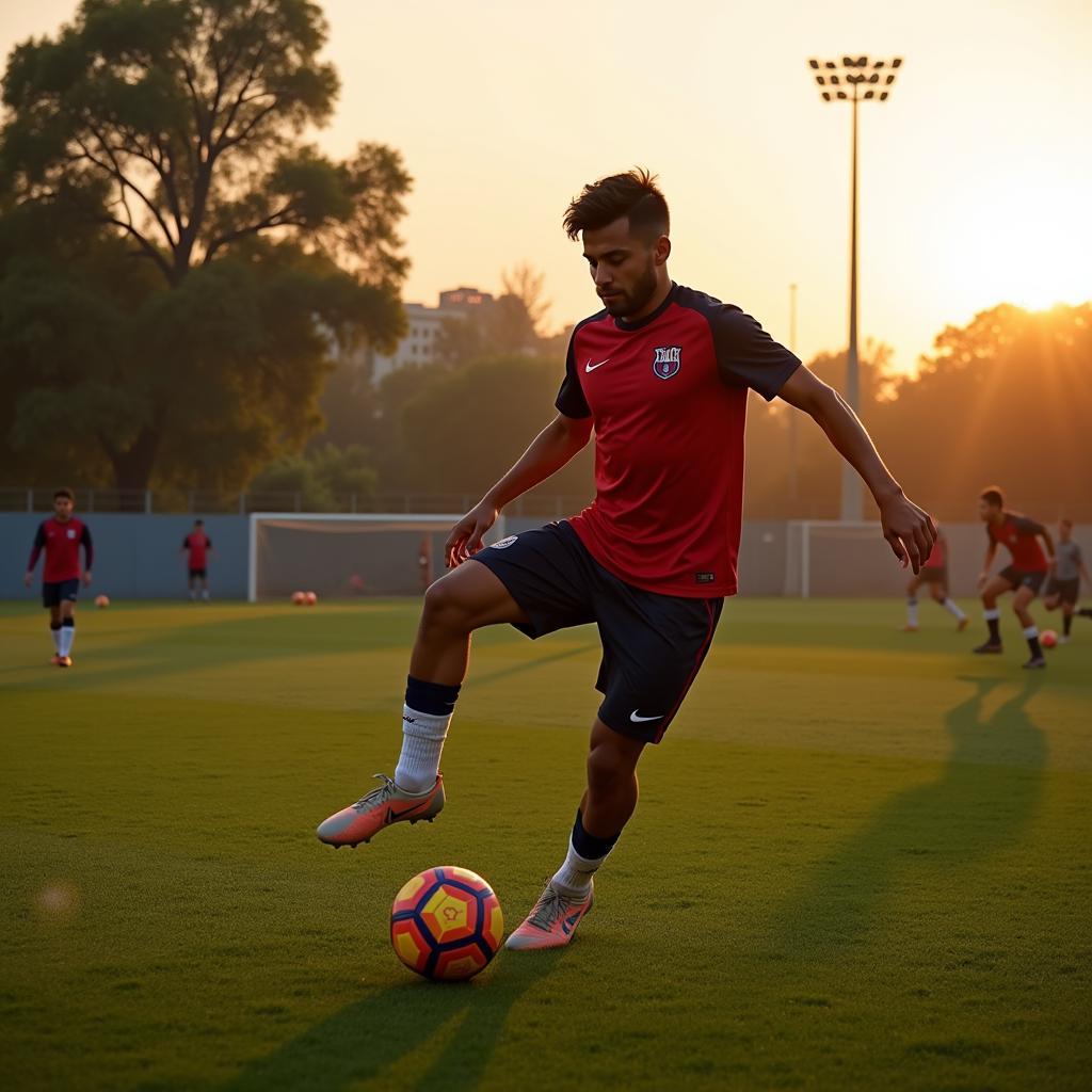 Yamal training alone at La Masia