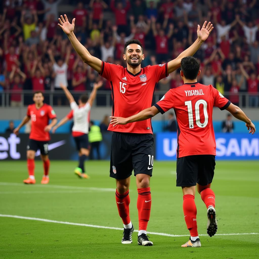 Lamine Yamal celebrating a goal after a brilliant play