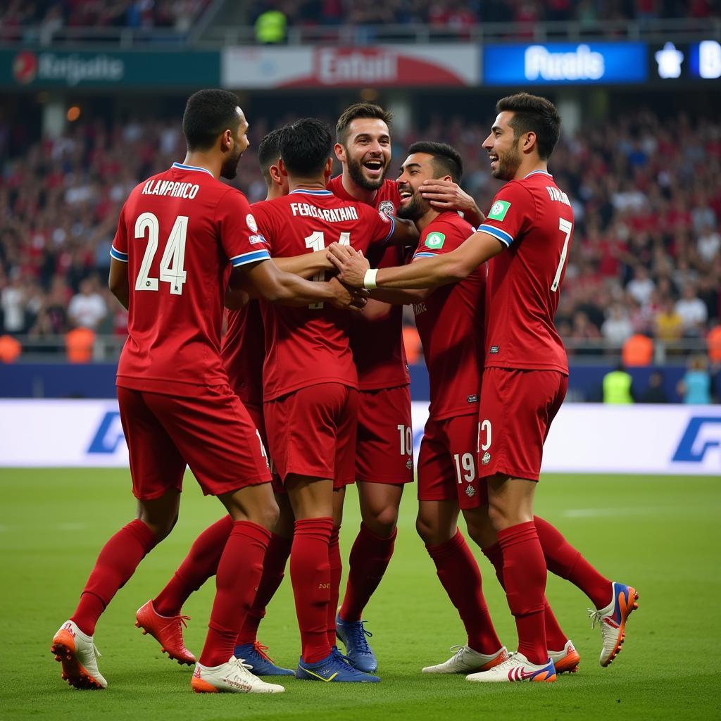 Lamine Yamal Celebrating a Goal with Teammates