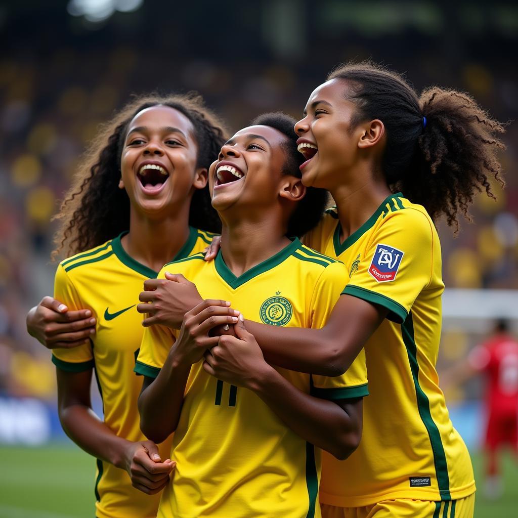 Lamine Yamal celebrating a goal with teammates.