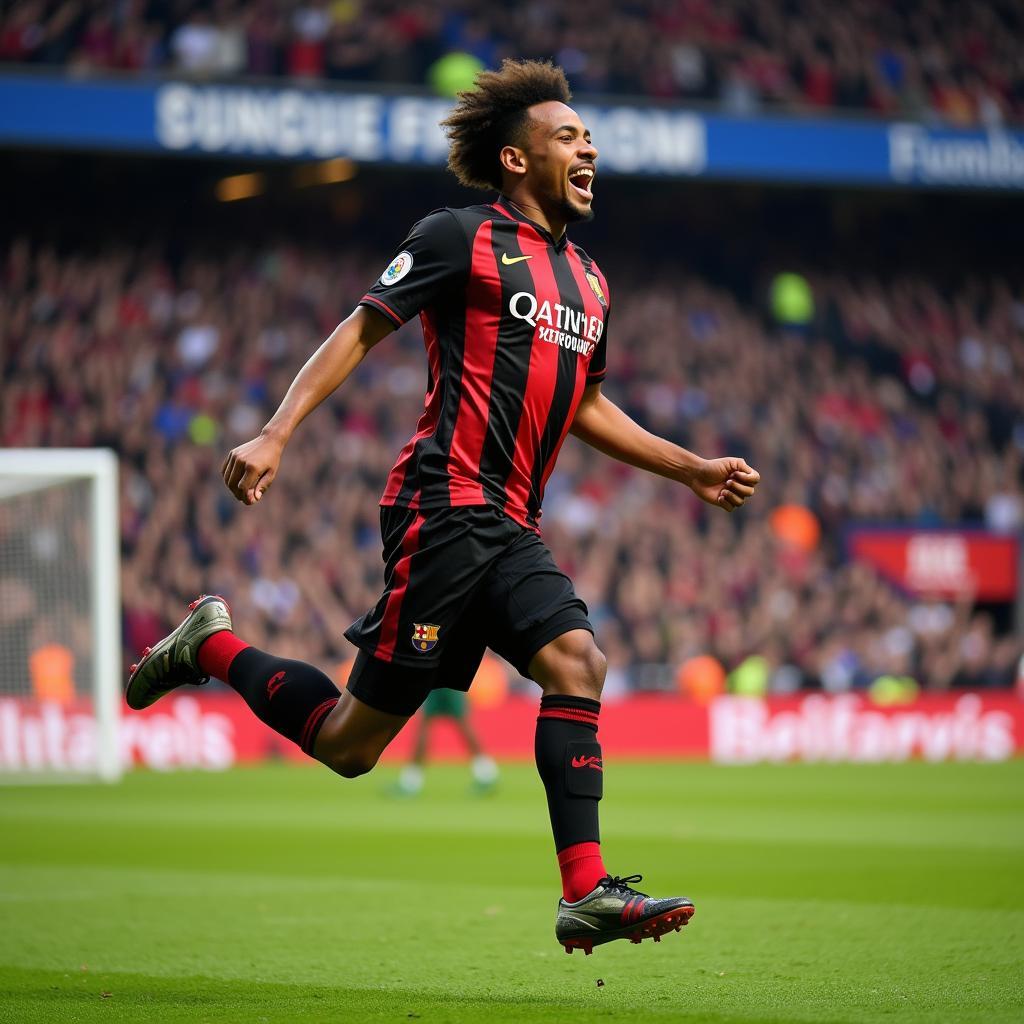 Lamine Yamal celebrates a goal