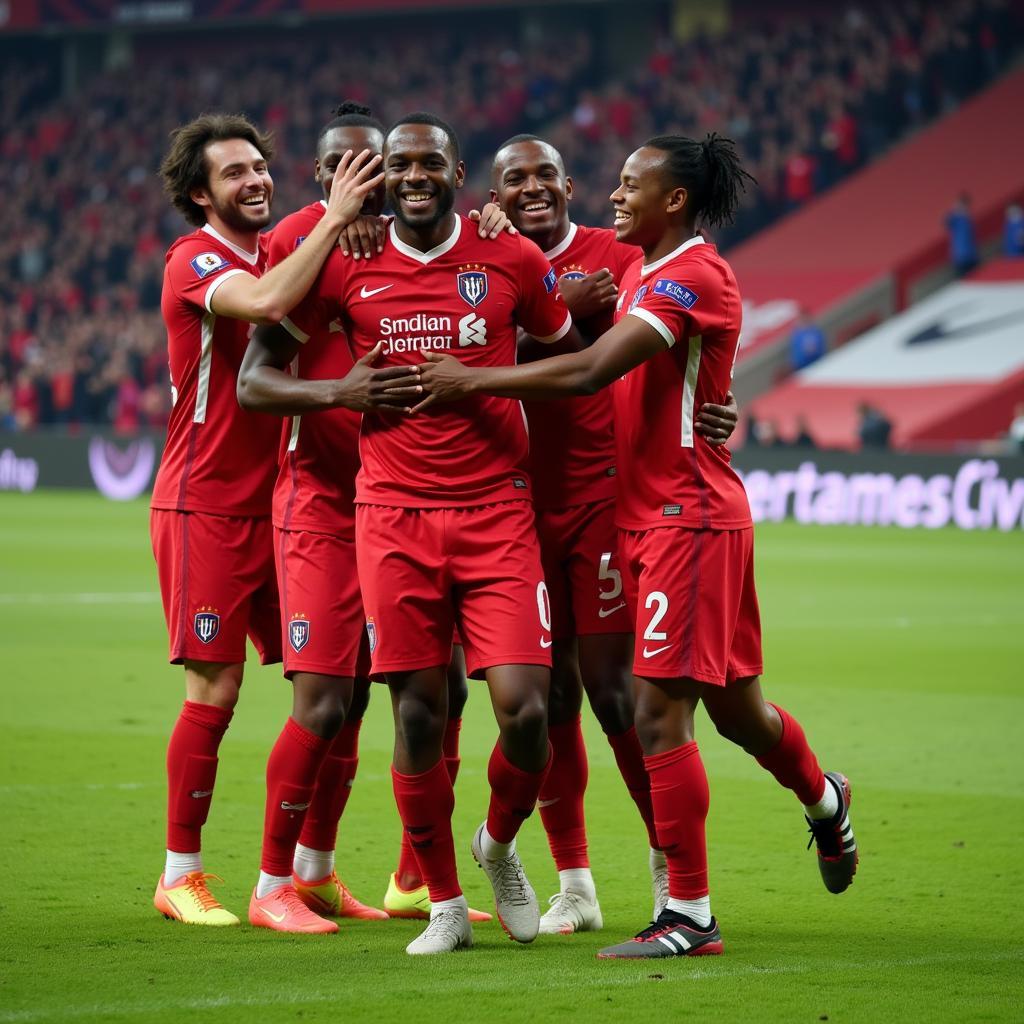 Yamal celebrates a goal with teammates