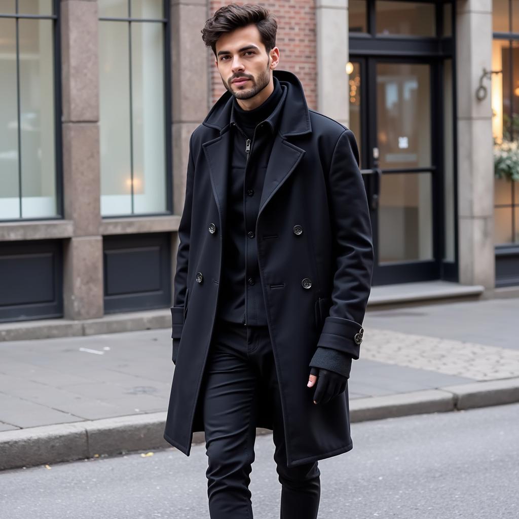 Lamine Yamal spotted wearing the grim reaper coat in a street style setting.