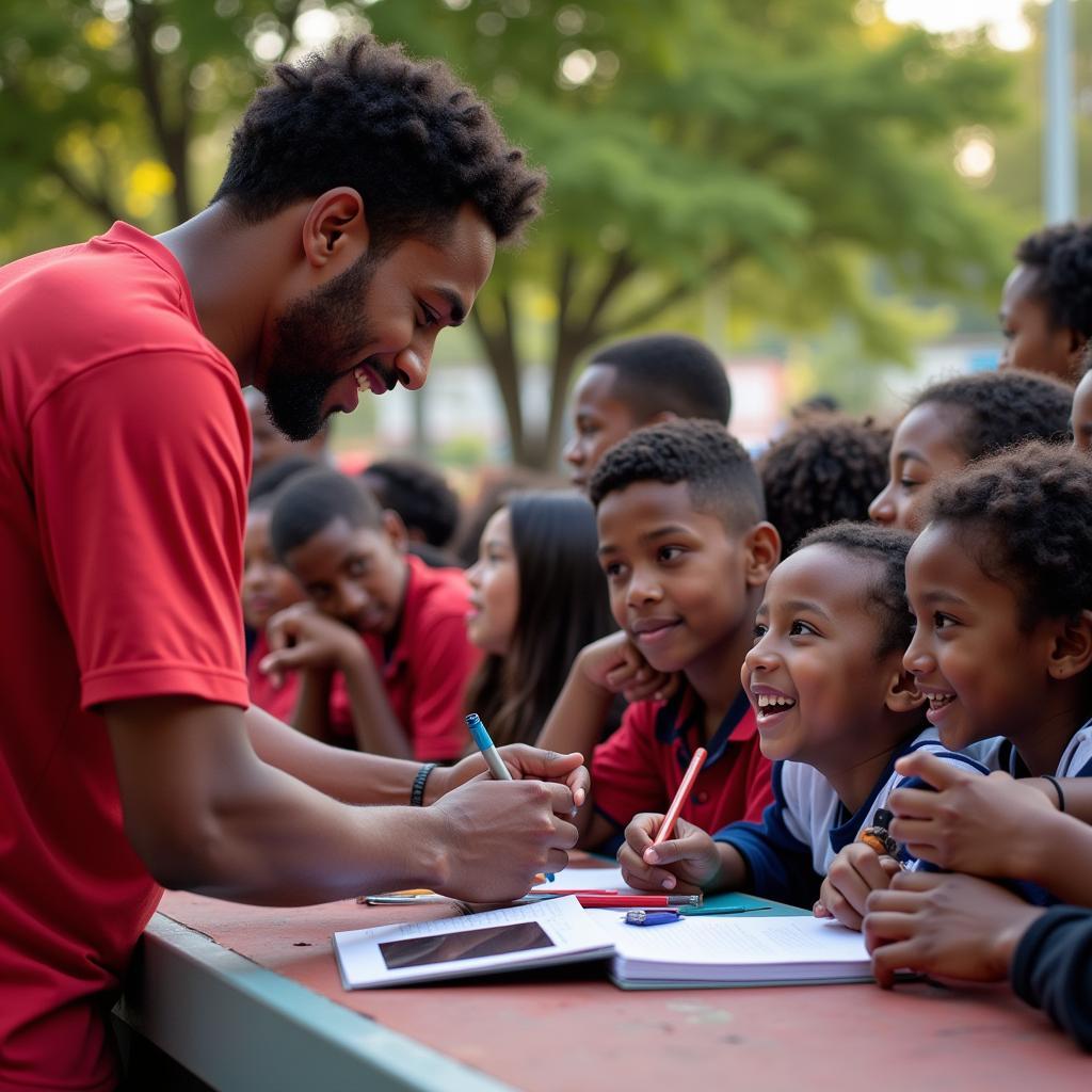 Lamine Yamal interacts with young football enthusiasts, inspiring the next generation of athletes