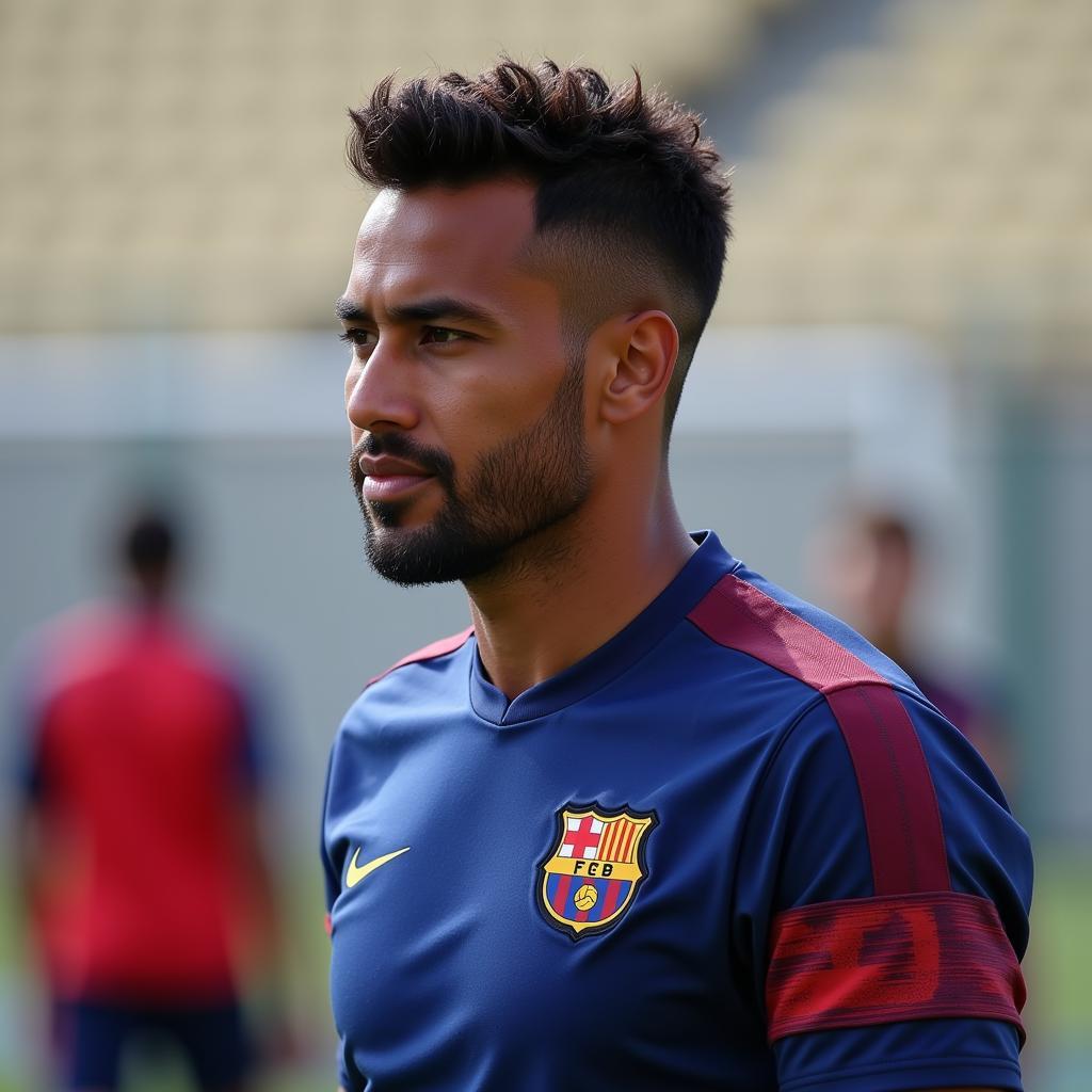 Lamine Yamal training in a Barcelona kit with a Ferrari patch visible on his sleeve