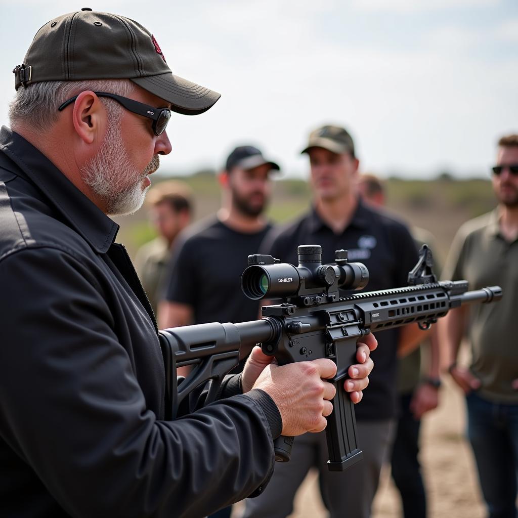 Larry Vickers holding a Daniel Defense rifle