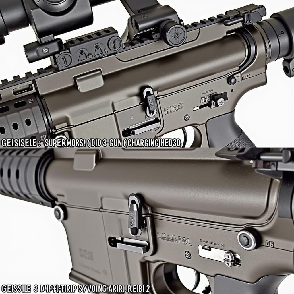 Close-up of features on Larry Vickers Daniel Defense rifle