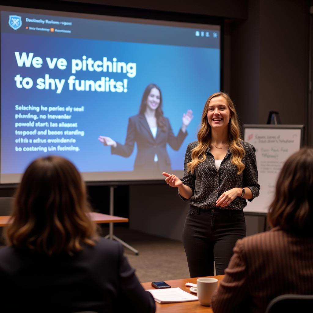 LaunchX student confidently delivers a pitch to investors