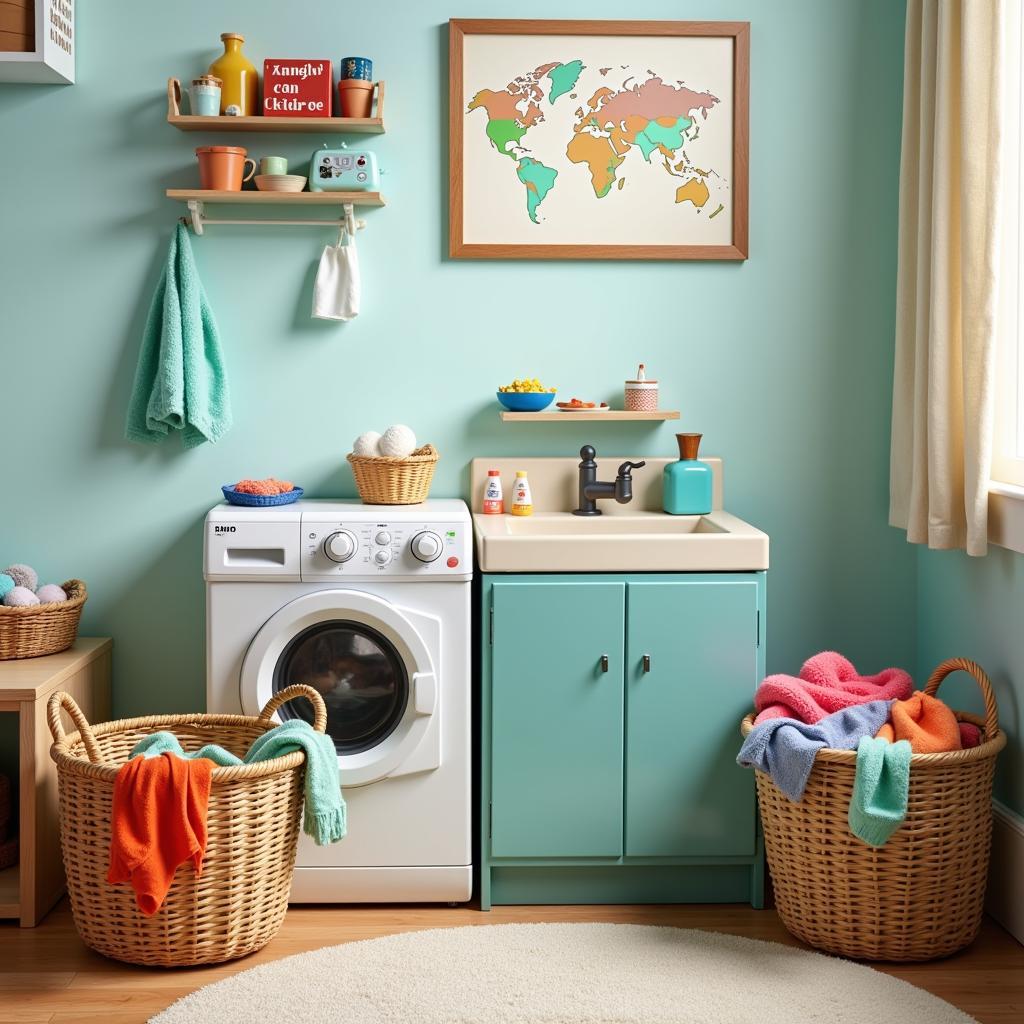 Children engaging in laundry dramatic play