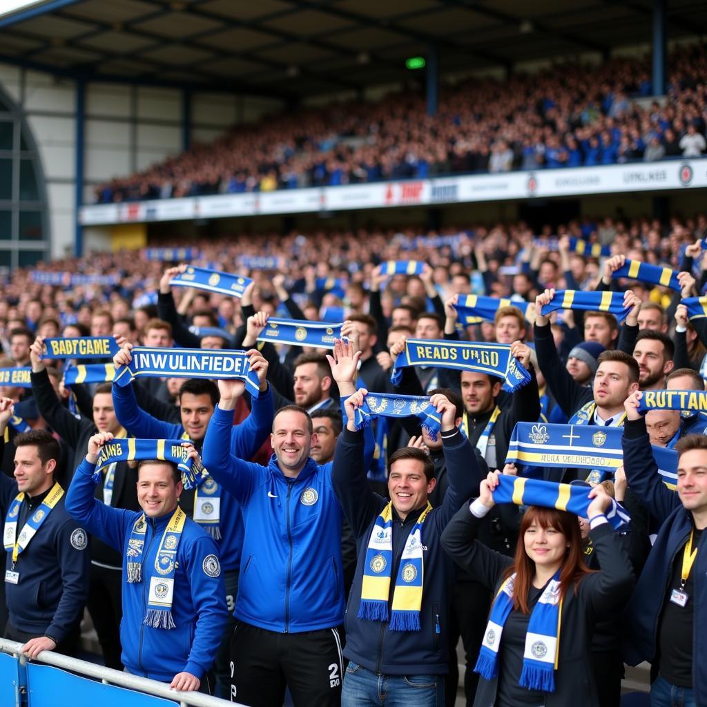 Leeds United Fans Wearing Scarves