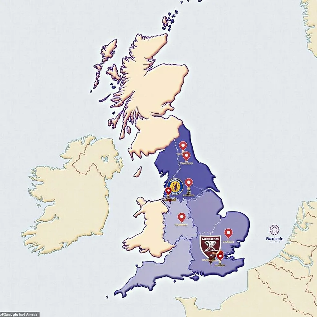 A map highlighting the locations of Premier League clubs situated in London