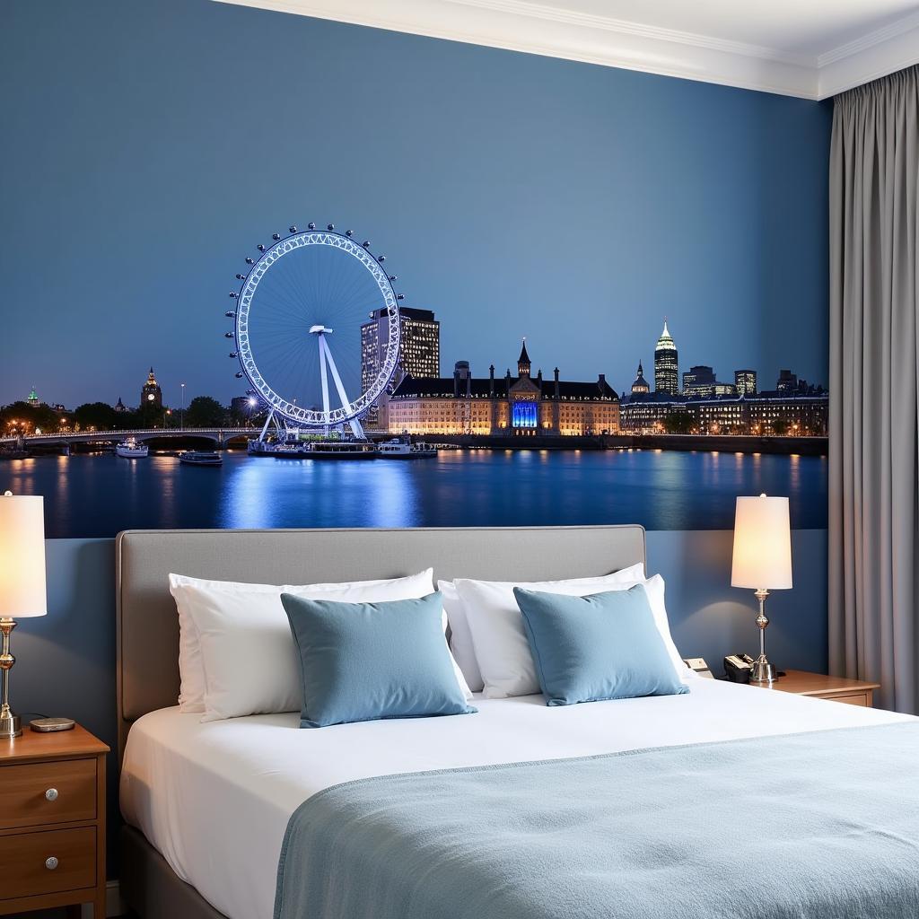 London cityscape wall decal in a bedroom