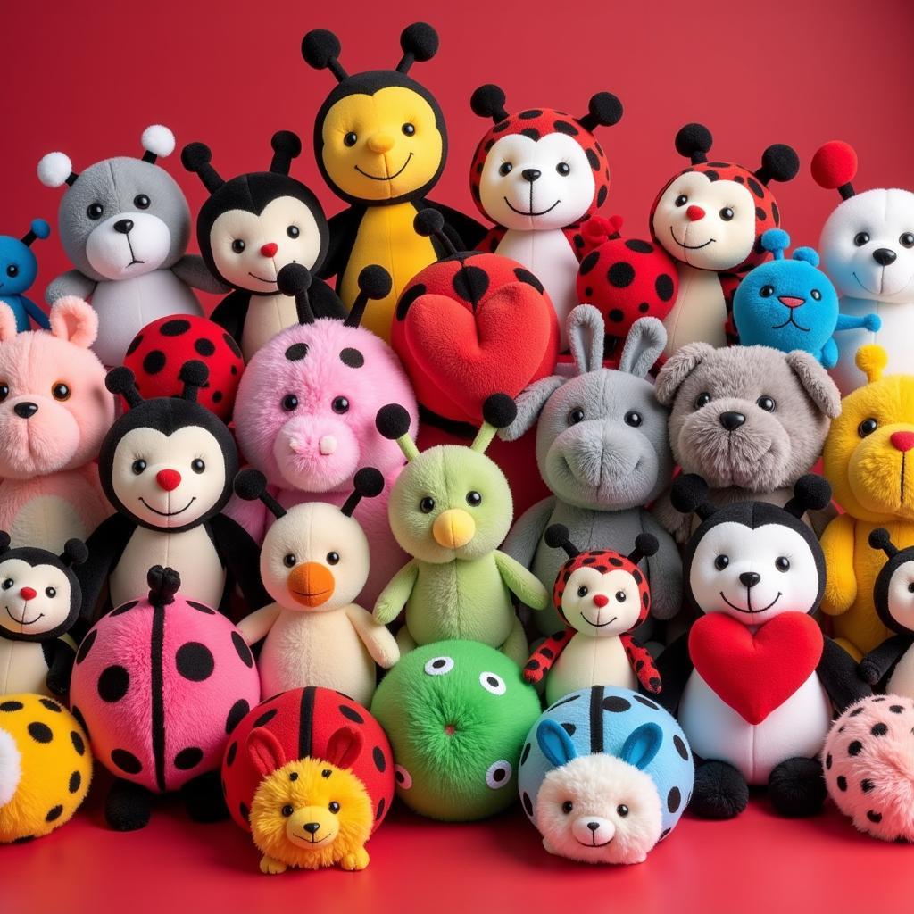 Variety of love bug stuffed animals