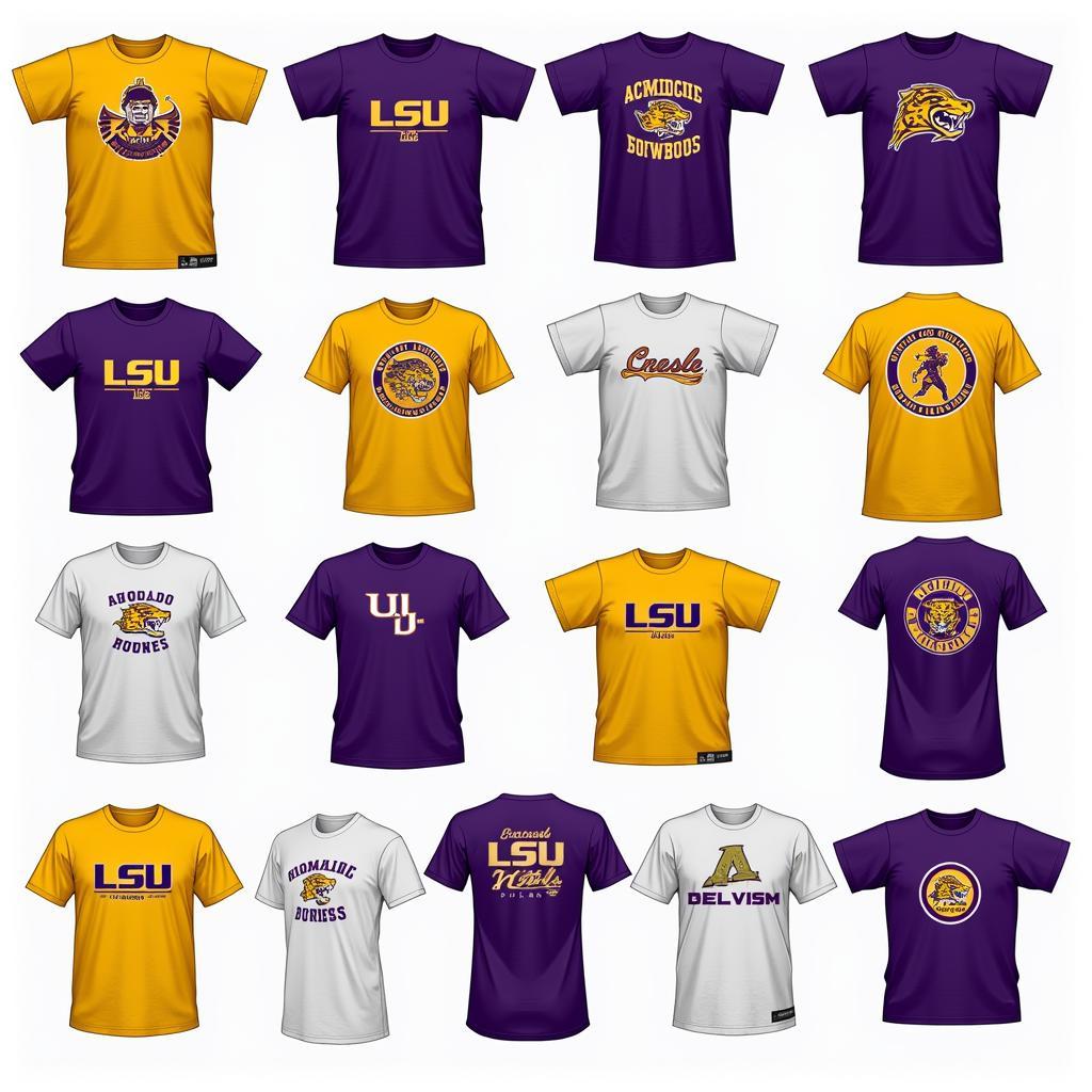 LSU alumni t-shirt designs showcasing various styles and logos