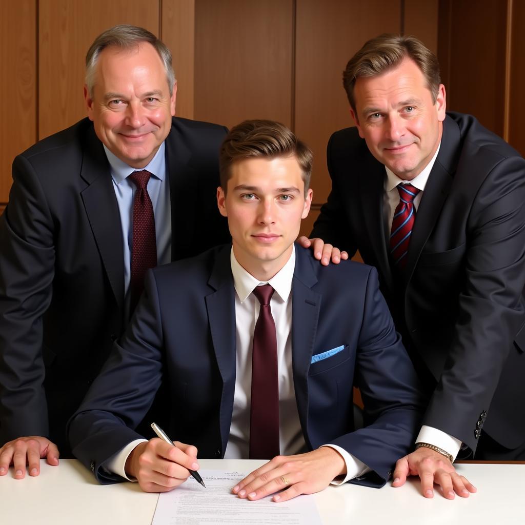 Luke.Roux signing his first professional contract