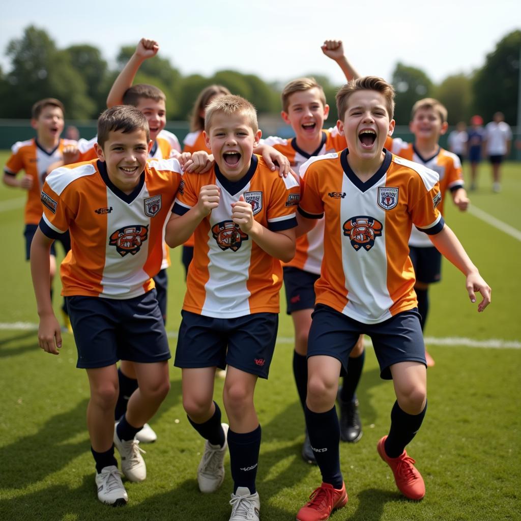 Luke.Roux celebrating a goal with his youth team